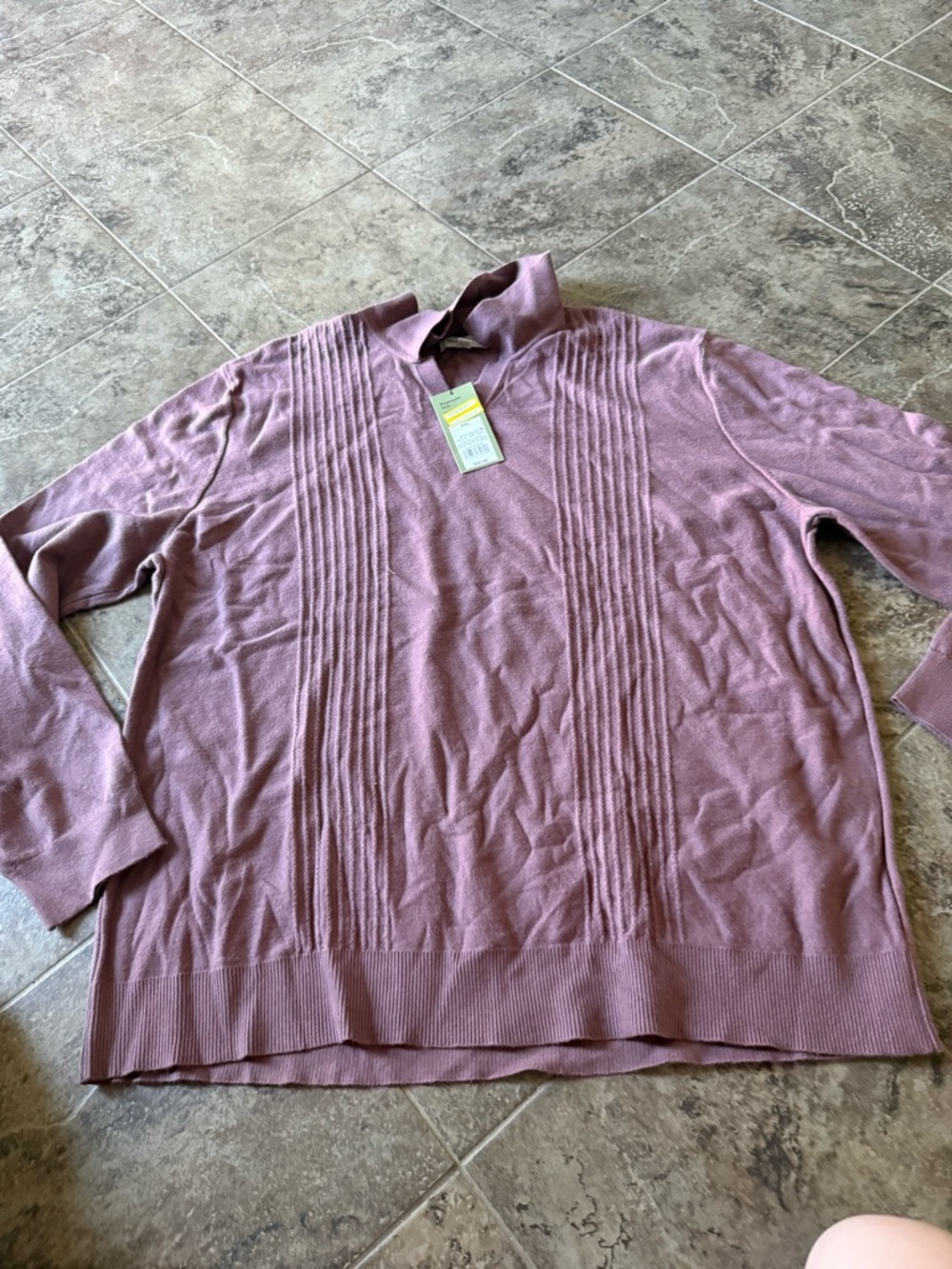🥯Women's Mauve long sleeve Rib-Detail Sweater polo